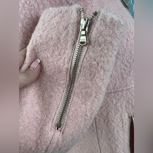 Guess Pink Double Breasted Bouclé Cutaway Coat - Size PXS - Picture 8 of 16